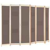 6-Panel Room Divider Brown 240x170x4 cm Fabric 248182