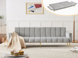Modern Adjustable Velvet Sofa Bed with MultiPosition Backrest & Armrests, Metal Legs, Convertible N895P485351G