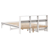 Bookcase Bed without Mattress White 150x200 cm King Size Solid Wood Pine 3309807