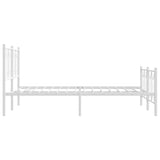 Metal Bed Frame without Mattress with Footboard White 140x190cm 376195