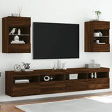 TV Wall Cabinet with LED Lights Brown Oak 40x30x60.5 cm 837090