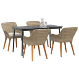 Garden Dining Set with Cushion 5 pcs Beige Poly Rattan 3261693