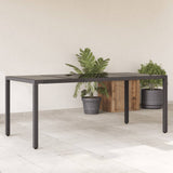 Garden Table with Glass Top Black 190x90x75 cm Poly Rattan 365537