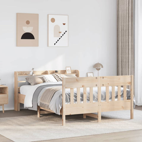 Bed Frame without Mattress 135x190 cm Double Solid Wood Pine 3307020