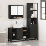 ZNTS 3 Piece Bathroom Furniture Set Black Engineered Wood 3301180