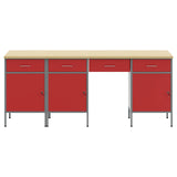 Work Cabinet with Drawer 4 pcs Red Engineered Wood and Steel 3321381