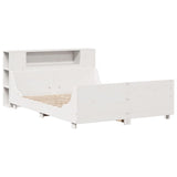 ZNTS Bed Frame without Mattress White 140x200 cm Solid Wood Pine 3323768