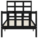 Bed Frame without Mattress Black Small Single Solid Wood Pine 3192065