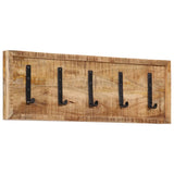 Wall-mounted Coat Rack with 5 Hooks Solid Wood Mango 358953