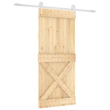 Sliding Door Natural and White 90 x 210 cm Solid Pine Wood 3445191