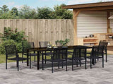 Garden Dining Set 9 pcs Black Powder-Coated Steel 3379169