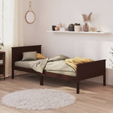 Bed Frame without Mattress Dark Brown Solid Wood Pine 100x200 cm 322196