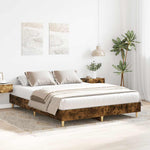 Bed Frame No Mattress Smoked Oak 150x200 cm King Size Engineered Wood 3328712