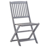 Outdoor Chair Set of 4 Grey Solid Acacia wood Medium Foldable 46336