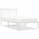 Metal Bed Frame without Mattress with Headboard White 90x190cm 350923