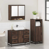 ZNTS 3 Piece Bathroom Furniture Set Brown Oak Engineered Wood 3300994