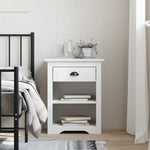 ZNTS Bedside Cabinet BODO White 53x38.5x66 cm Solid Wood Pine 355053