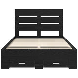 Bed Frame with Drawer Black Oak 135 x 190 cm Engineered Wood 3411981