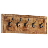 Wall-mounted Coat Rack with 5 Hooks Solid Wood Mango 358955