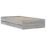 Bed Frame with Drawers without Mattress Grey Sonoma 100x200 cm 3207292