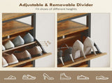 Shoe Storage Cabinet with 4 Flip Drawers and Open Shelf - Rustic Brown T3398P377993