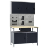 Workbench with Three Wall Panels and One Cabinet 3053437