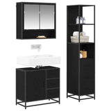 Bathroom Furniture Set 3 pcs Black Oak Engineered Wood 3402523