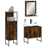 3 Piece Bathroom Cabinet Set Smoked Oak Engineered Wood 3214346