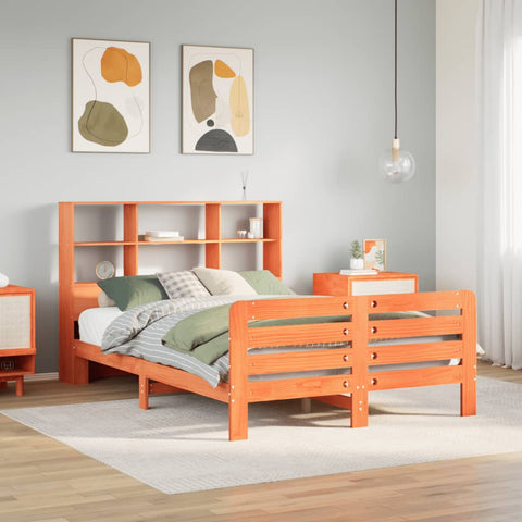 ZNTS Bed Frame without Mattress Wax Brown 120x200 cm Solid Wood Pine 3309922