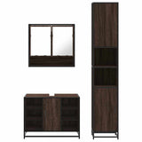 ZNTS 3 Piece Bathroom Furniture Set Brown Oak Engineered Wood 3301124