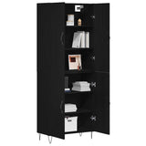 Highboard 2 pcs Black Oak Engineered Wood and Glass 3333108