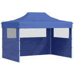 Professional Folding Party Tent with 3 Sidewalls 3x4 m Steel Blue 48890
