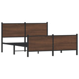 Metal Bed Frame without Mattress Brown Oak 150x200 cm King Size 3301371