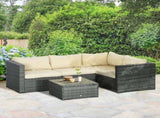 3 Pieces PE Rattan Garden Furniture Set 10 cm Thick Cushions, 4 Seater Garden Corner Sofa Set T3398P314225