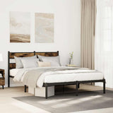 Metal Bed Frame without Mattress Smoked Oak 150x200 cm King Size 4017055
