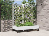 Garden Planter with Trellis&Wheels White 80 x 40 x 131.5 cm PP 3422968