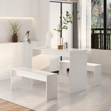 ZNTS 3 Piece Dining Set High Gloss White Engineered Wood 809482