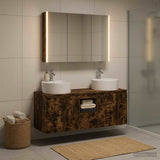 Bathroom Cabinet Set 4 pcs Smoked Oak Engineered Wood 3406467