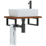 Basin Shelf Wall Mounted Steel and Solid Wood Oak 3302349