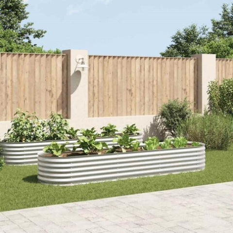 Garden Raised Bed 320x80x44 cm Galvanised Steel Silver 45517