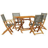 ZNTS 5 Piece Garden Dining Set Grey Poly Rattan and Solid Wood 3281695