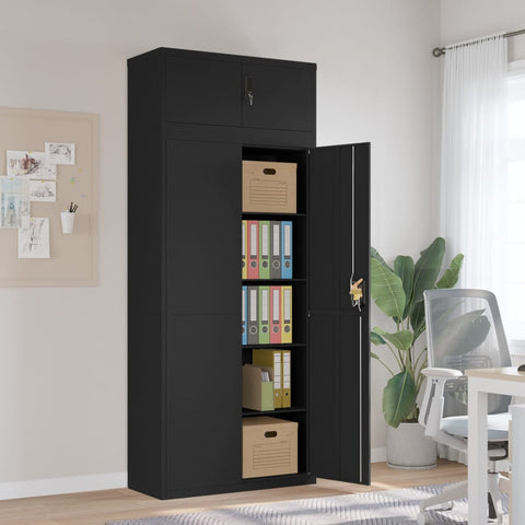 ZNTS File Cabinet Black 90x40x220 cm Steel 3188326