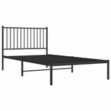 Metal Bed Frame without Mattress with Headboard Black 100x200cm 350859