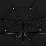 3-Tier Garden Parasol with Aluminium Pole Black 3.5 m 313882