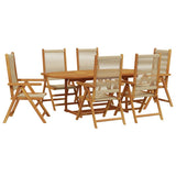Garden Dining Set Beige Polypropylene and solid acacia wood Large 3281723