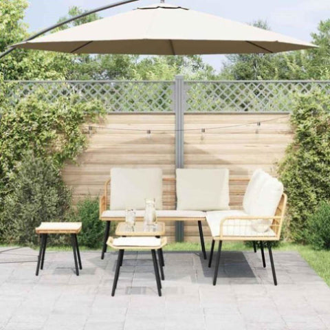 Garden Sofa Set 4 pcs Natural Poly Rattan 3328651