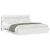 Headboard Cabinet with Storage High Gloss White Engineered Wood 8001295