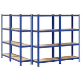 4-Layer Storage Shelves 4 pcs Blue Steel&Engineered Wood 3307581
