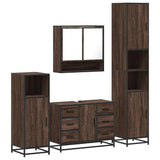 4 Piece Bathroom Furniture Set Brown Oak Engineered Wood 3301234