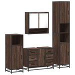 ZNTS 4 Piece Bathroom Furniture Set Brown Oak Engineered Wood 3301234